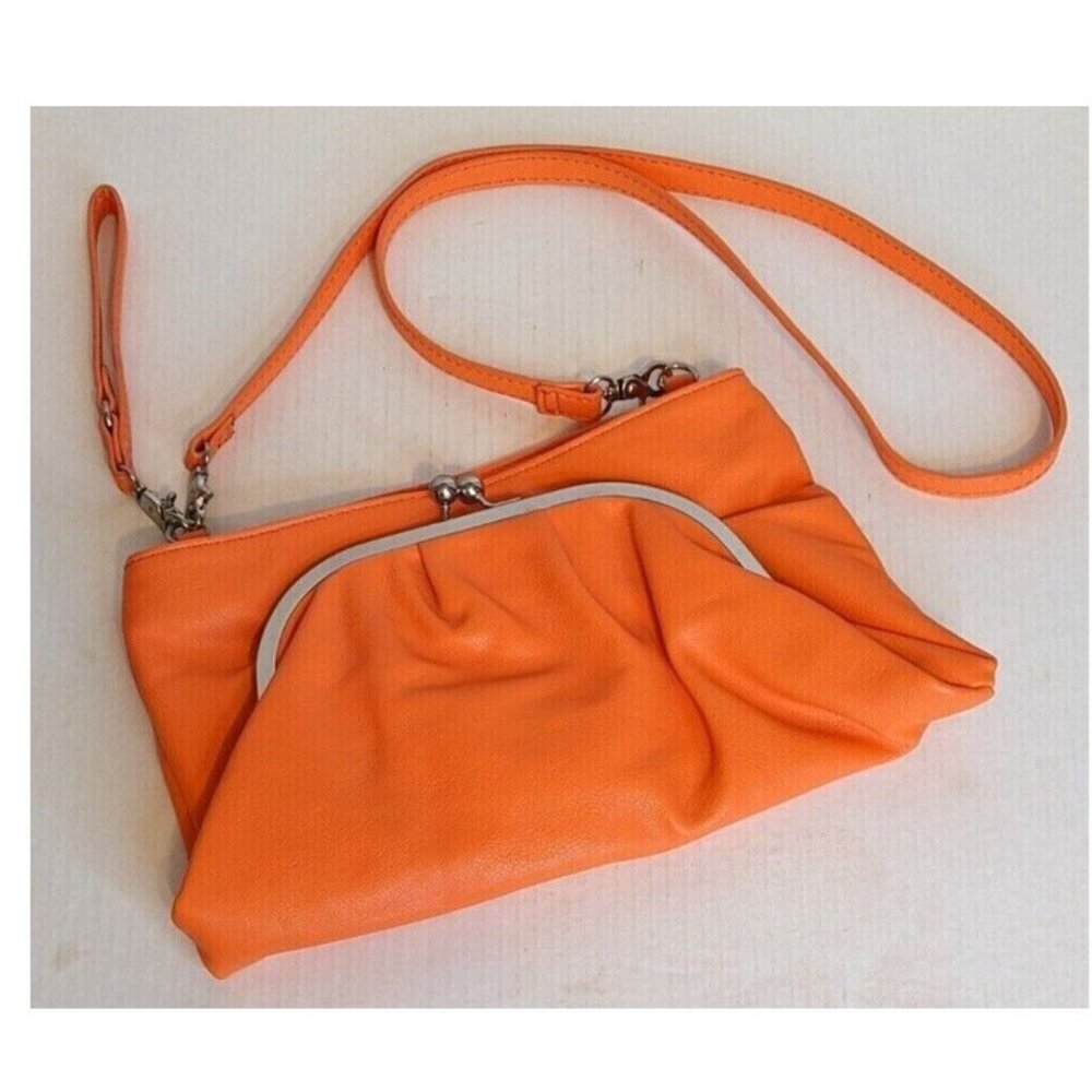Unique CO-LAB Crossbody PURSE Orange Faux Leather Multi-Pockets Super Cute